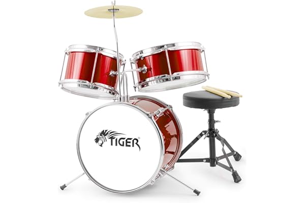 Tiger JDS7-RD Kit de Batterie Acoustique pour débutants - Rouge