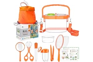 GmeDhc Kit Explorador Niños, Kit Cazabichos con Lupa, Pinzas, Porta-Insectos, Caja de Observación de Insectos, Red de Captura, Mochila, Regalo para niños de 3 a 10 años
