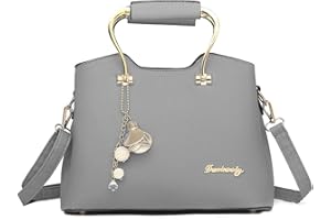 Leathario Women Handbag Leather Shoulder Bag PU Crossbody Bag Fashion Casual Tote Top-Handle Lady Multi-Functional, Shopping Small Bag Printing Business Travel Work Daily Girl (Grey-982)