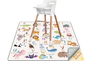 QHYDZ Thick High Chair Splash Mat 51″, 4 Layer Waterproof Splat Mat with Anti Slip Bottom, Baby Mess Mat for Art/Crafts/Painting/Playtime/Picnic Mat, Easy Clean