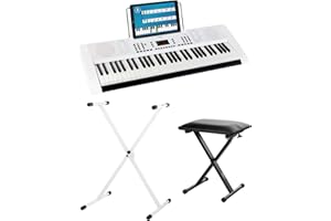 Funkey 61 Edition Set Clavier incl. Support Clavier et Banc (300 sons, 300 rythmes, 10 morceaux démo, alimentation, pupitre, support, tabouret) blanc