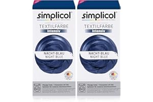 Simplicol Lot de 2 Tubes de Peinture pour Textile Intensiv (18 Couleurs), Bleu Nuit 1808 Facile à colorier dans la Machine à Laver, kit Complet avec colorants et Poudre de Fixation.