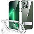 JETech Kickstand Case for iPhone 13 Pro Max, 6.7-Inch, Support Wireless Charging, Slim Shockproof Bumper Phone Cover, 3-Way Metal Stand (Clear)