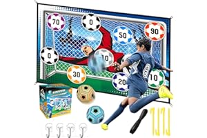 Dhqkqg Set da Gioco con Pallone da Calcio per Bambini di 3-8 Anni, Porta da Calcio in Cortile per Interni Ed Esterni con Palline in Velcro, Giochi da Esterno per Bambini, per Ragazzi Ragazze Giochi