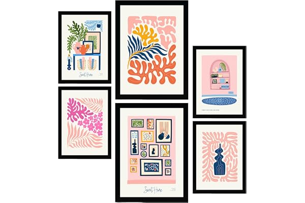 Nacnic Lot de 6 Affiches Minimalisme aux Couleurs Pastel. Douce maison. Impressions de paysage et de nature pour la décoration intérieure et la décoration. A3 et A4, sans cadres.