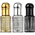 ECVV 3PCS Crystal Glass Roller Bottle 12ml Refillable Dropper Bottles Essential Oil Aromatherapy Perfume Bottle (2* Dropper 1* Roll-on Bottles)