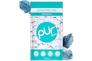 PUR Gum | Chewing-Gum Sans Sucre | Au Xylitol | Végétalien, Sans Aspartame et Sans Gluten | Gum Naturel Au Goût De Wintergreen, 55 Pièces (Lot De 1)
