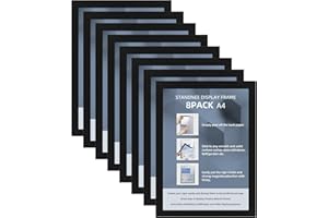 STANDNEE A4 Magnetic Frame, 8PCS Window Magnetic Display Holder, A4 Self-Adhesive Frame for Wall,Refrigerator,Window.(Black)
