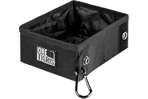 OneTigris Ciotola Portatile per Cani, Campeggio per Cani Gatti 0,9L, pessore 2,5 cm, Portatile per Escursioni, Ciotola pieghevole tattica per cani, Leggera, Capiente e Resistente