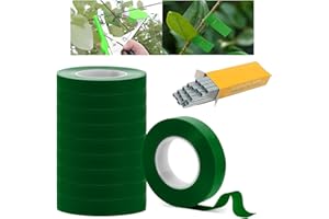 TOGETDREAM 10 Rollos de Cinta Jardín y 10000pcs Grapas para Uvas, Herramienta de Cinta de Jardín para Atar Ramas de Plantas, Paquete Maquina para Atar, Atadora de Tomates, Herramientas Jardineria