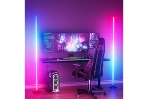 WISIMMALL 2 Pack Led Floor Lamp, RGBIC Corner Floor Lamps for Living Room, Featuring 16 Million Colours & 300+ Preset Scenes - 65" Standing Lamps for Living Room, Bedroom - Mood Lighting With DIY Mode