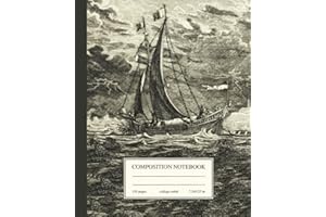 Composition Notebook College Ruled: Vintage Sailing Ship & The Coming Storm | Seascape Ocean Aesthetic Journal for School, College & Work