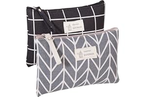 Lot de 2 sacs cosmétiques en toile, sac cosmétique imprimé, sac cosmétique de voyage, sac cosmétique de voyage multifonctionnel avec carte-clé de maquillage à fermeture éclair