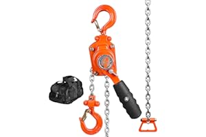 VEVOR Manual Lever Chain Hoist, 1/4 Ton 550 lbs Capacity 5 FT Come Along, G80 Galvanized Carbon Steel with Weston Double-Pawl Brake, Auto Chain Leading & 360° Rotation Hook, for Garage Factory Dock