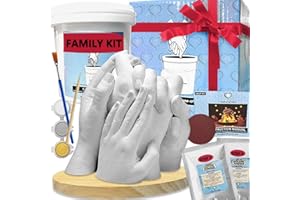 KOKOBOX Kit Calco Mani Famiglia Stampo Mani Gesso Famiglia Calco delle Mani Calco Gesso Mani REGALO Natale/Regalo Donna Regali Personalizzati Matrimonio Regalo Mamma/Papà Anniversario Genitori Compleanno