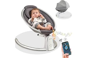 Hot Mom NUEVA sillas mecedoras bebé,Hamaca eléctrica con Bluetooth,ajuste del ángulo del asiento columpio bebe,Gris