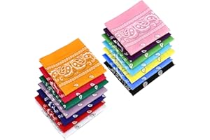 Eyeleaf 14 Pezzi Bandana Cotone Bandana Donna Uomo Bandane Colorate Paisley Copricapo Sciarpa per Capelli Collo Polso Cravatta Testa