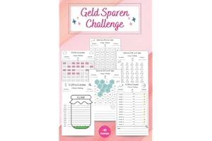 Geld Sparen challenge buch Herausforderungen: Monatlicher und wöchentlicher Spar Tracker |100€, 200€, 300€, 500€, 600€, 750€, 1000€, 10000€ + Und mehr ... Ziele | budget planner challenge deutsch