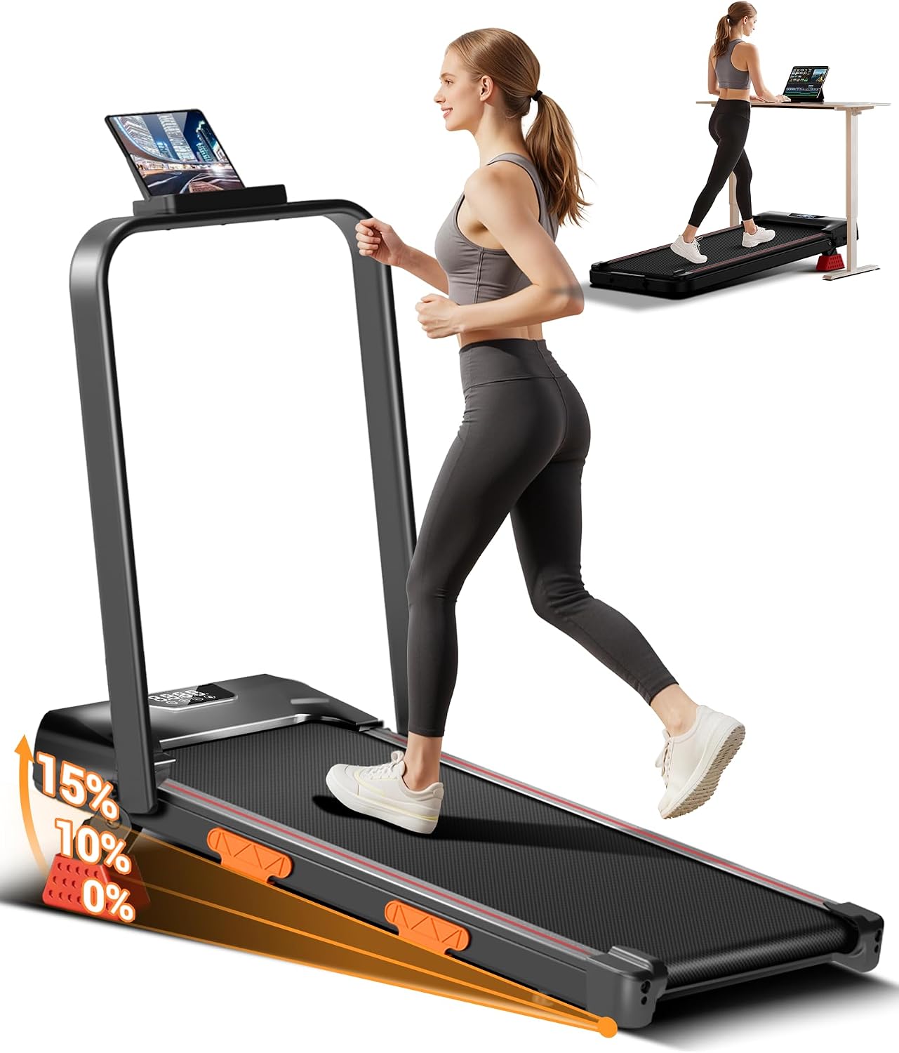 CURSOR Tapis de Course Pliable Inclinable,1-10KM/H | Tapis de Marche Bureau,Treadmill Home avec moteur 2.5 CV, 12 Programmes Préréglés, Affichage LED,Max Charge 136 kg