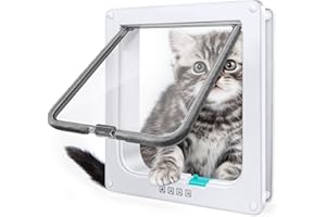 EliteMill Chatière pour chat - Porte intérieure - Grande chatière - Résistante aux intempéries - Pour fenêtre - Porte pour animaux de compagnie - Pour chats et petits chiens (L)