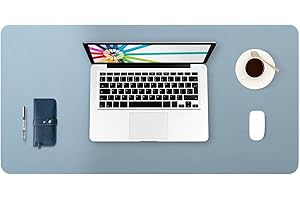 DOBAOJIA Tapis de Souris Grand Prolongé Mouse Pad Mat XL sous Main Bureau en Cuir Tapis de Portable Pad Écriture pour Bureau/Domicile, PU Étanche + Suède Antidérapant 80 x 40 cm (Bleu Grisâtre)