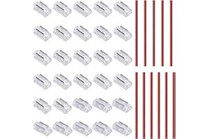 GOMING Kit Conector COB Tira LED 2pin 5mm de Ancho 22 Piezas Tira de Alambre Conectores Transparentes 8 Tira a Tira Conectores Transparentes 11 Cables de Extensión de 15 cm para Tira de Luces LED