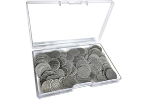 Gebildet 200 pièces 15mm Pipe Screen en Acier Inoxydable, Écrans de Fumer Filtres, Écran de Pipe avec Boîte de Rangement (Blanc Argenté)