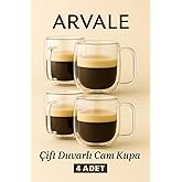 مجموعة ARVALE مكونة من 4 أكواب قهوة بيري مزدوجة الجدران مع ميزة الحماية من الحرارة