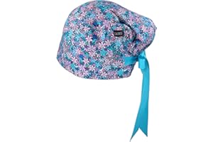CALOMED Calot de Bloc Moderne Charlotte Chapeau Infirmière Bonnet en Tissu pour Personnels de Santé Euro Femme ou Homme Cheveux Courts (Petites Fleurs Violettes)