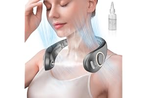 DDKJ Ventilador de Cuello con Pulverizador,Ventilador Cuello Portátil Viento Arriba y Abajo,Ventilador Portatil Cuello 4 Velocidad,Ventiladores de Cuello Plegable,Neck Fan USB Rechargeable-Negro