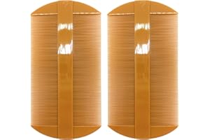LUENHEGO 2PCS Lice Combs Nit Combs, Durable Double Sided Super Dense Tooth Combs for Lice Nit Treatment, Small Size for Straight Thin Hair, Ginger
