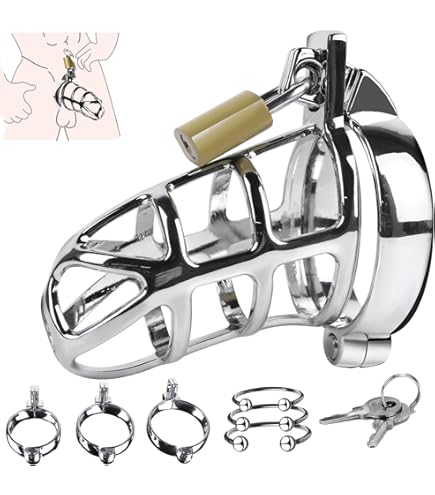 peniskäfig mit dildo Flacher umgedrehter Peniskäfig mit kleinem Dildo Negativer Peniskäfig  Metall-Keuschheitsvorrichtung main image 1