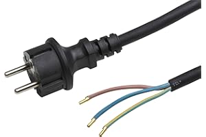 Meister Protective Contact Cable - 5 Metres - Black - Rubber Hose Cable H05RR-F3G1.5 - 3 Cores - IP20, Connection Cable with Schuko Plug, Connection Cable, Installation Material, 7434520