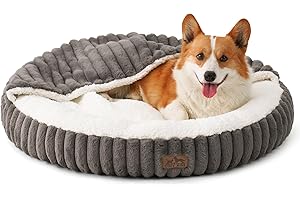 COZY KISS Lit pour Chat à Capuchon 66x66x18cm, Maison de Beignet Douce et Moelleuse, Niche pour Chien Interieur en Peluche d'hiver, pour Petits Chiens et Grands Chats, Gris