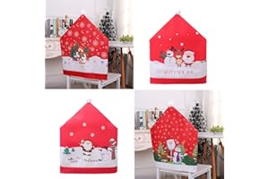 Dosolsollasol 4 pezzi Coprisedia di Natale Decorazione per la Tavola di Natale Decorazione per Coprisedia di Natale per Feste e Cene (4pcs Babbo Natale)
