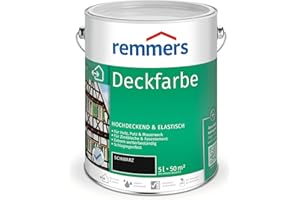 Remmers Deckfarbe schwarz, 5 Liter, Deckfarbe für innen und außen, Wetterschutzfarbe viele Untergründe, hochdeckend, wetterfest