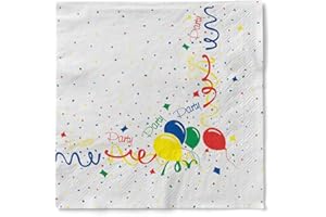 Mank GmbH Servietten aus Tissue 33 x 33 cm 1/4 Falz Dinner Serviette, hochwertige Einmal Serviette 100 Stück Party Papierserviette Karneval Fasching Geburtstag Ballons Konfetti
