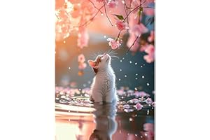 TOSTOG Diamond Painting Kit pour Adulte Débutant,Fleur et Chaton 5D Diamant Painting Images Ronde Diamond Peinture Diamant Adulte,Cristal Débutant Art Set pour Décoration Murale Maison 30x40cm