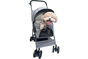 Gr8 Home Grey Foldable Travel Pet Stroller Dog Pushchair Puppy Pram Jogger Carriage Folding Portable Carrier Jogging Buggy Cart
