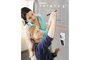 Loiion 1 Set Planning Frigo Magnetique, Calendrier Magnetique Frigo, Tableau Frigo Magnétique Transparent, Planning Mensuel Magnétique Effaçable, Comprend 4 Couleurs de Marqueurs