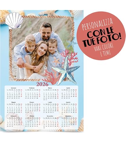 Calendario 2026 Personalizzato A3 Da Parete – Stampa Fotografica Plastificata Con La Tua Foto – Regalo Originale E Decorativo