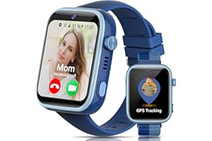 AIMIUVEI 4G Reloj Inteligente Niño, Smartwatch Niños Pantalla HD de 1.83'' con Ilamadas, Videollamadas, Chat de Voz, Whatsapp, WiFi, GPS, SOS, SMS, IP68 Impermeable, Modo Escuela, Podómetro (Azul)
