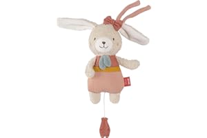 Fehn Mini-Spieluhr Hase fehnNATUR - Kuscheltier & Einschlafhilfe aus Baumwolle aus biologischem Anbau - beruhigende Melodie Mozarts Wiegenlied - Spielzeug für Unterwegs und Zuhause - für Kleinkinder