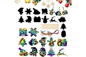 CRETVESTSAR 36 Pieces Christmas Scratch Art Bookmarks for Kids DIY Scratch Paper Art Tag with Wooden Stylus Ribbons Magic Rainbow Scratch Paper Bookmarks for Boys Girls Classroom Birthday Gifts (Christmas)