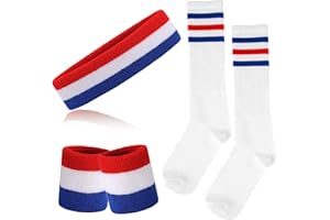ONUPGO Lot de 5 bandeaux et chaussettes de sport rayés pour homme et femme