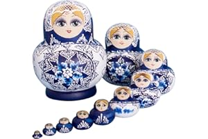 YAKELUS Marchio di Matrioska specializzato, nesting dolls Matrioske Bambola Matrioska russa in 10 pezzi, tiglio di zona frigida, regalo e giocattolo