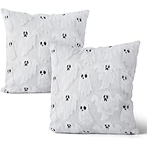 FIENZA Halloween Kissenbezüge 45x45 Cm - 2er Set Mit Geister-Motiv Für Sofa & Wohnzimmer