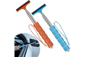 Side Mirror Squeegee, 2 PCS Car Mirror Squeegee, Retractable Car Rearview Mirror Wiper for All Vehicles, Universal Automotive Accessories by ZITSMS(Orange/Blue)