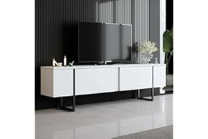 Dmora - Mobile Porta TV Centaurus, Credenza da Soggiorno, Armadio Basso per TV, Base Parete attrezzata, 180x30h50 cm, Bianco e Nero