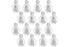 WEBEEDY 16 Pcs Embossed Empty Holy Water Bottles Mini Decorative Bottles,0.5 oz/15ml Holy Water Container Portable Church Favors with Lid for Easter Halloween Baptism Party Decor,2 Styles